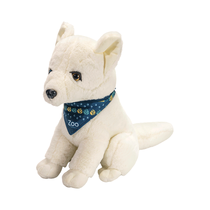 Vilda djur sitter Snow wolf plyschleksaker