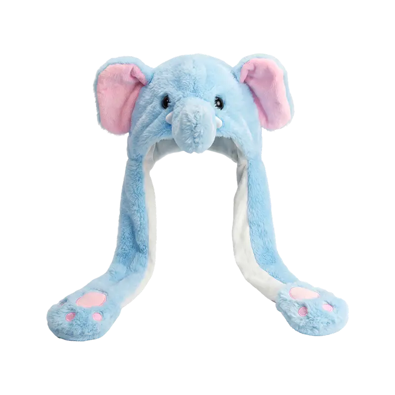 Blå elefant plysch hatt