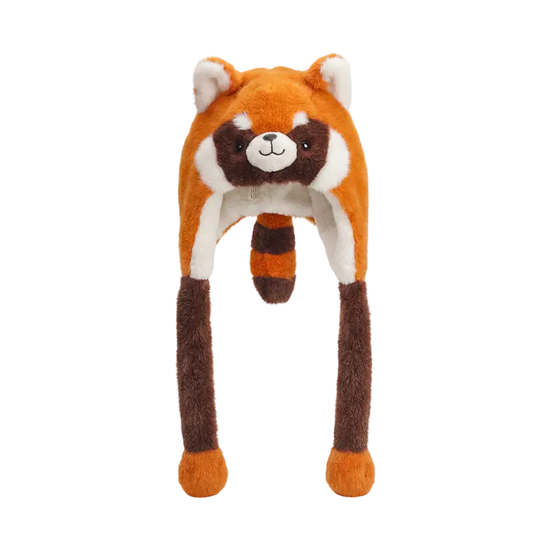 Brun rödaktig panda plysch hatt