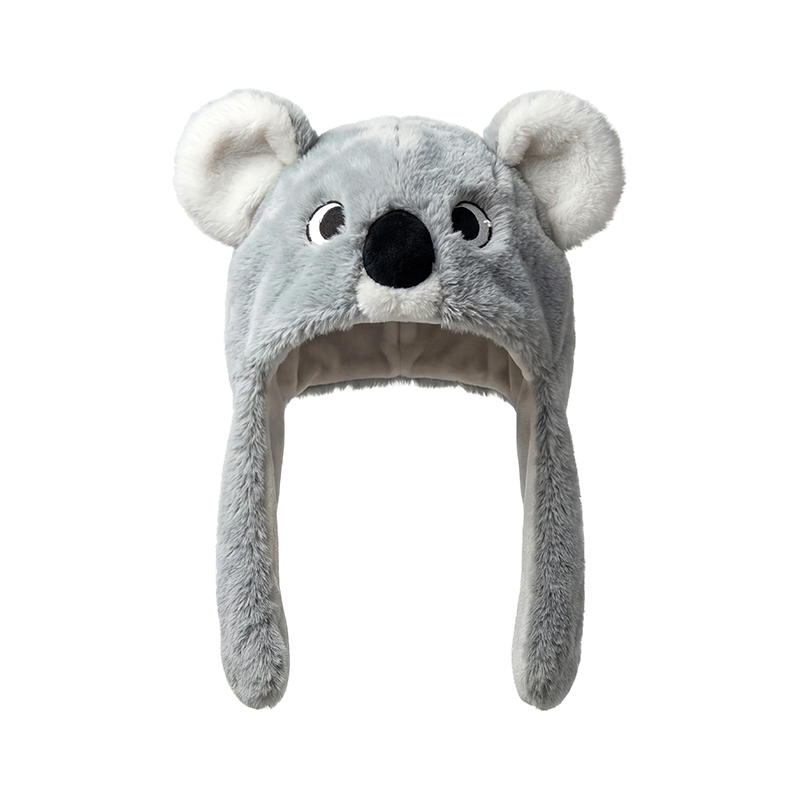 Grå plysch koala-öron hatt