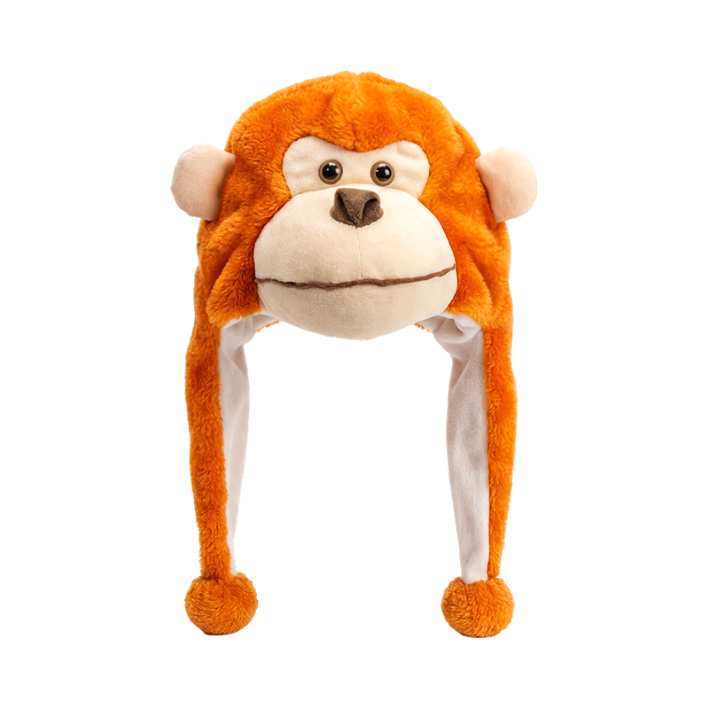 Orange monkey plush hat