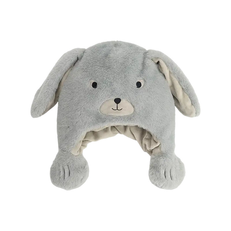 Mjuk grå kaninplyschhatt