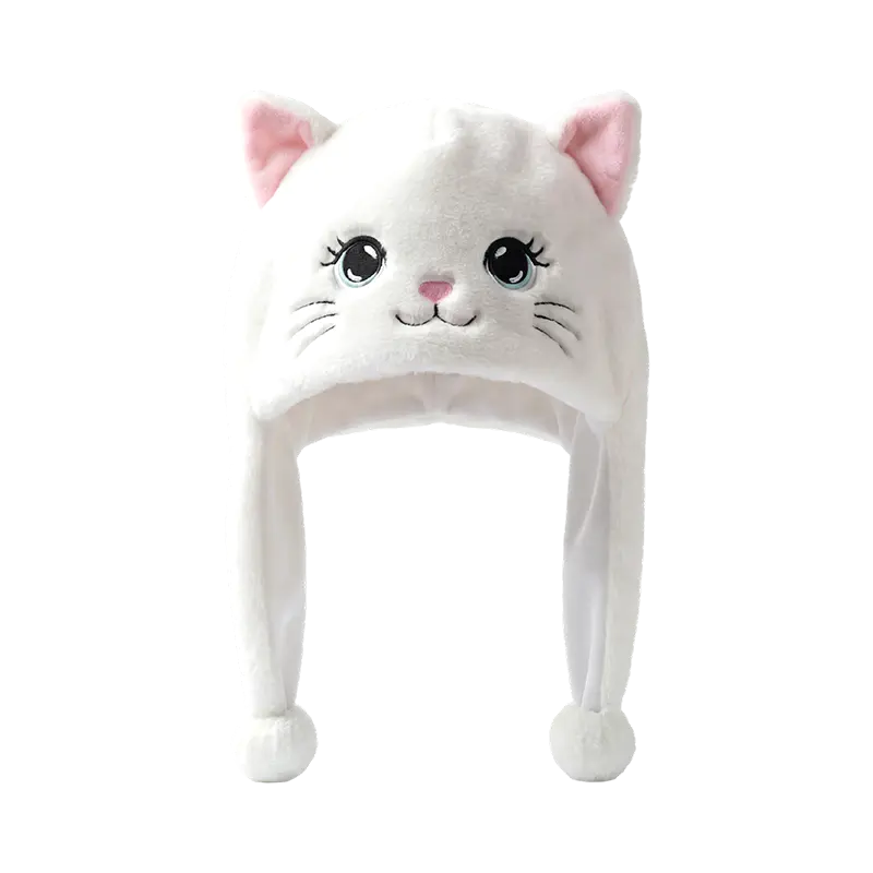 Vit plyschhatt för katt